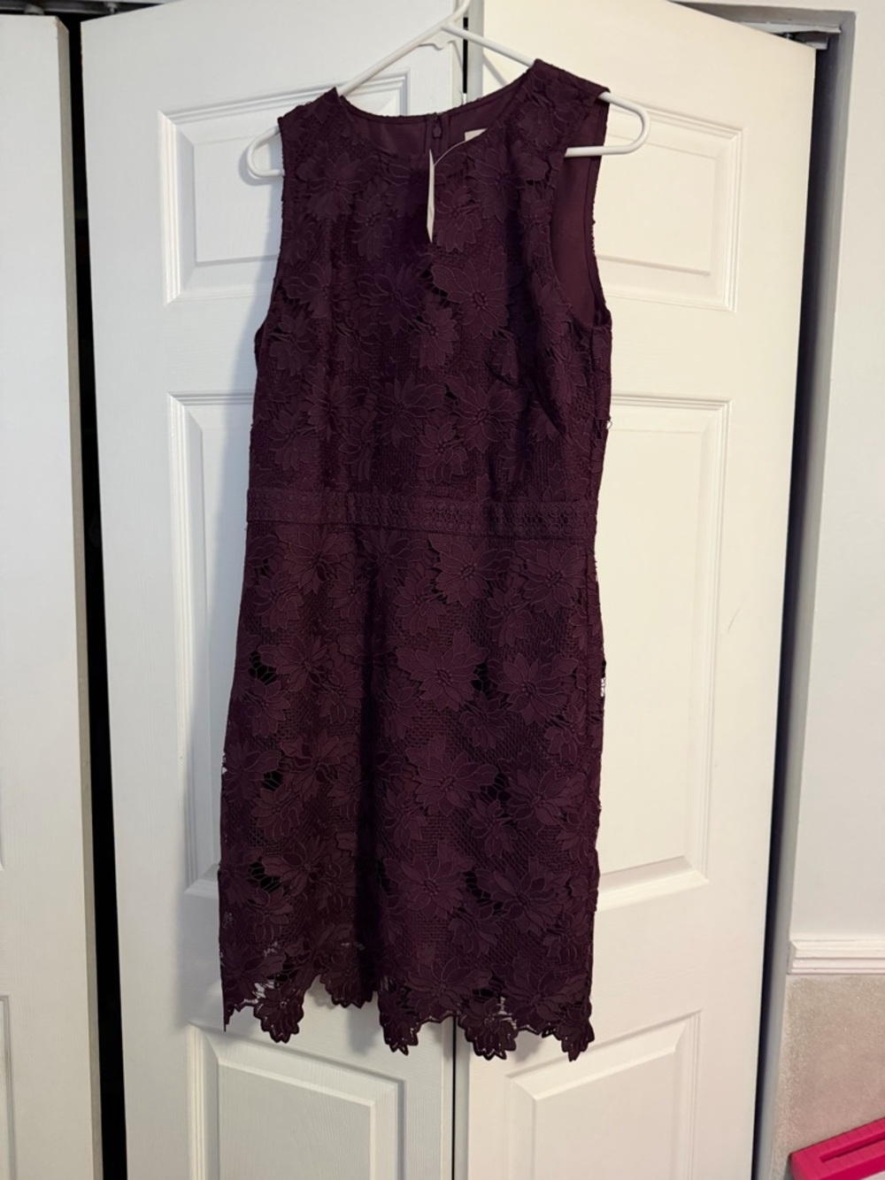 LOFT Plum Lace Midi Dress never worn. Beautiful detailing!